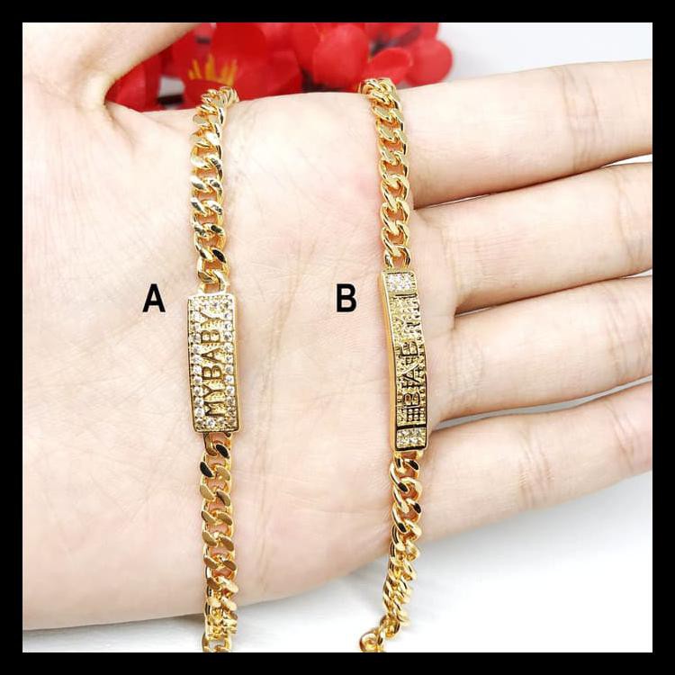 MURAH GELANG ANAK BAYI XUPING RANTAI PLATE LAPIS EMAS 18K GOLD - BB148 PALING LARIS