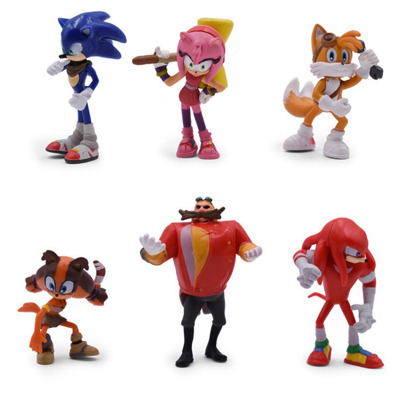 6pcs / lot Mainan Action Figure Anime Sonic Boom Langka Dr Eggman Kunckles Shadow Bahan PVC Untuk Hadiah Anak