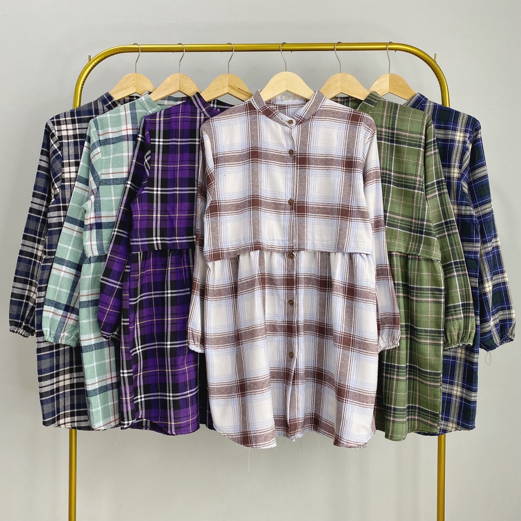 KEMEJA TUNIK FLANEL YISOO LONG SHIRT PREMIUM SHIRT B522