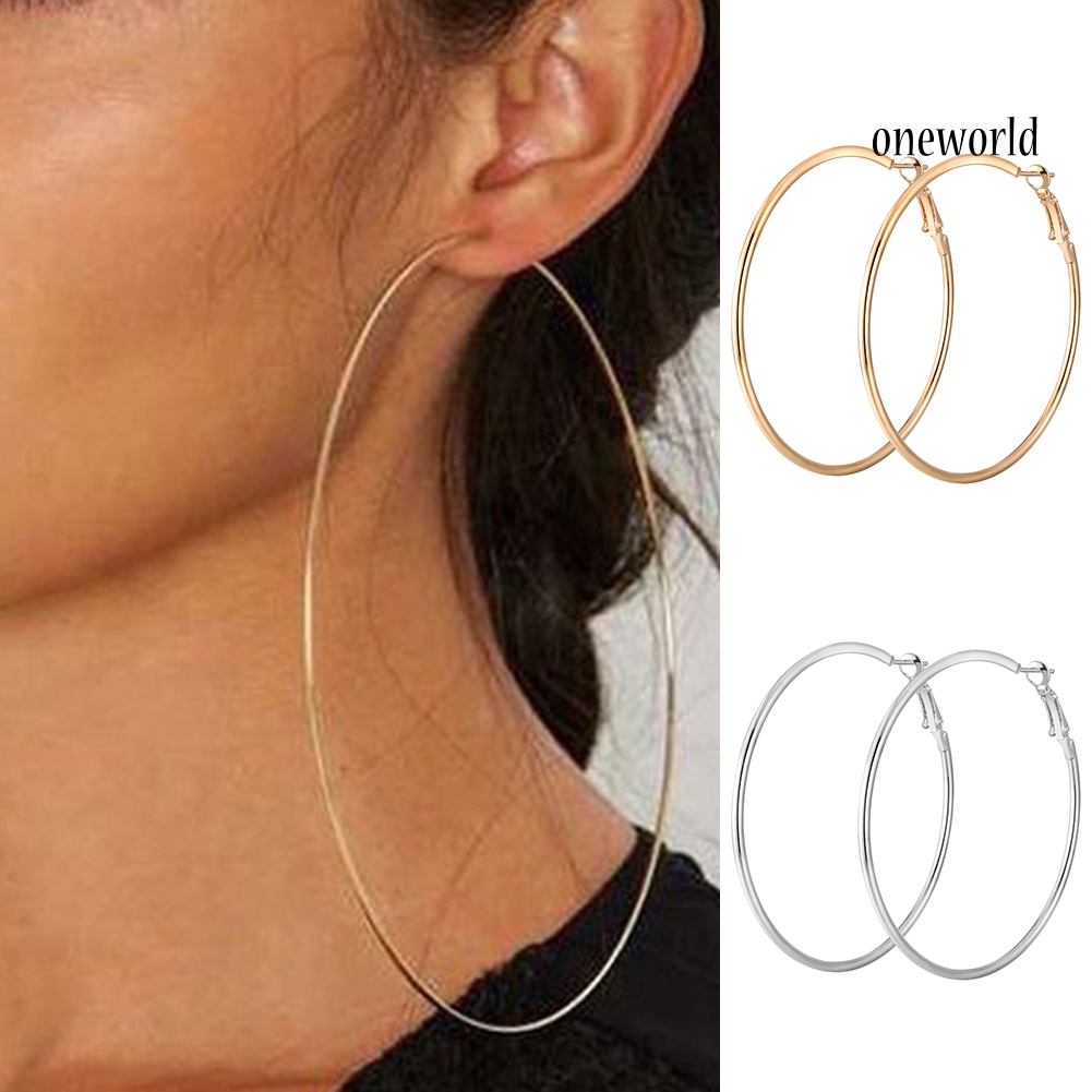 OW# Simple Women Hollow Big Circle Hoop Earrings Party Statement Jewelry Friend Gift