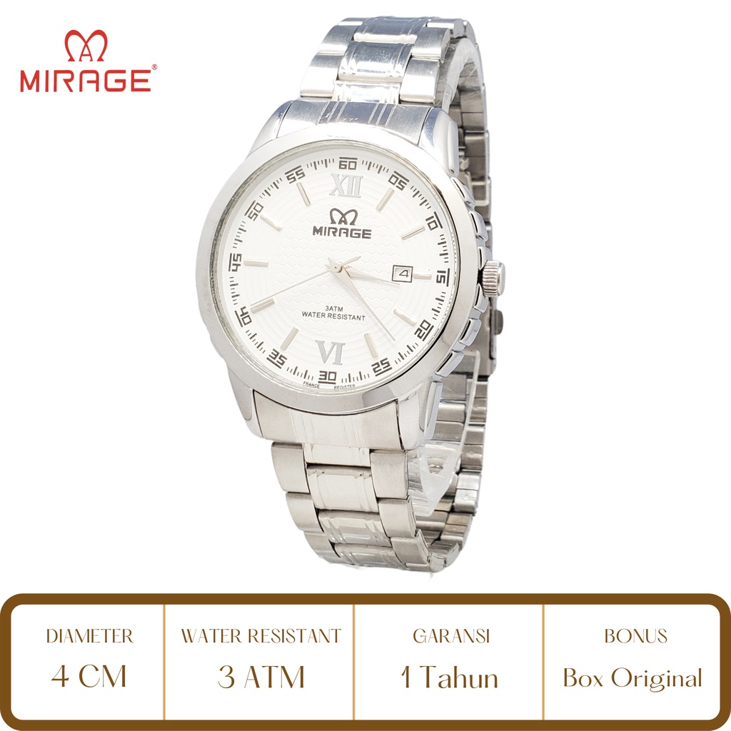 Mirage Watch Official Jam Tangan Pria Mirage Silver 8267 BRP M