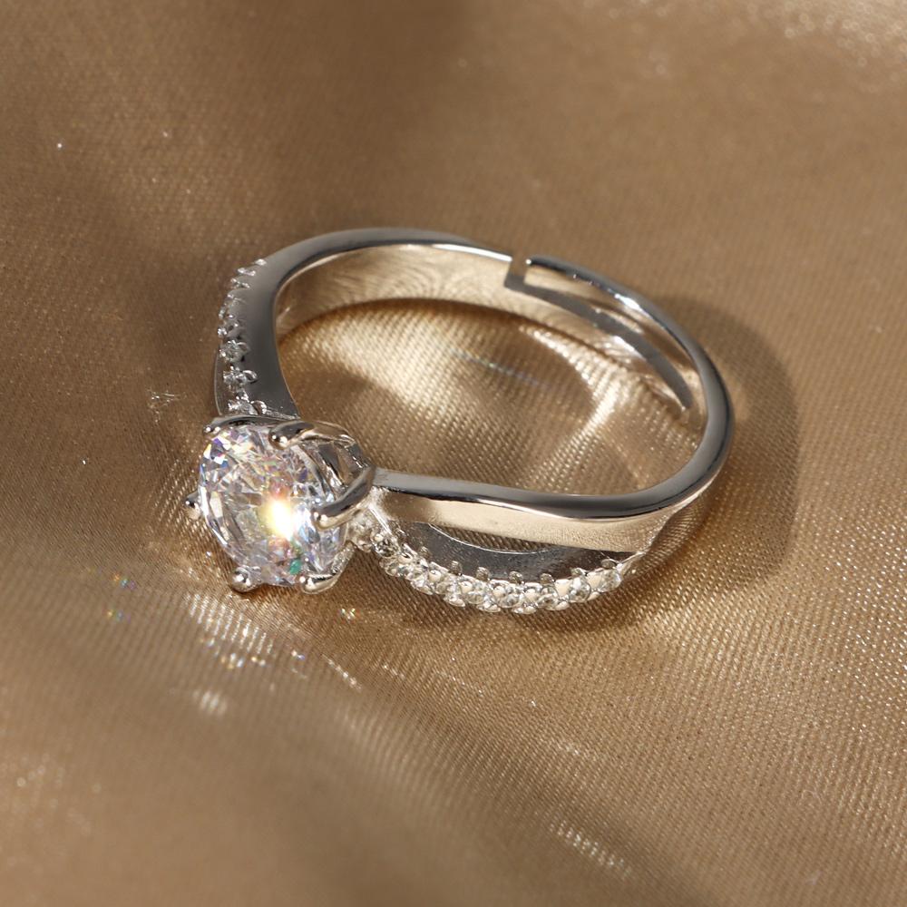 Preva Cincin Berlian Elegan Wanita Kawin Pasangan Open Ring