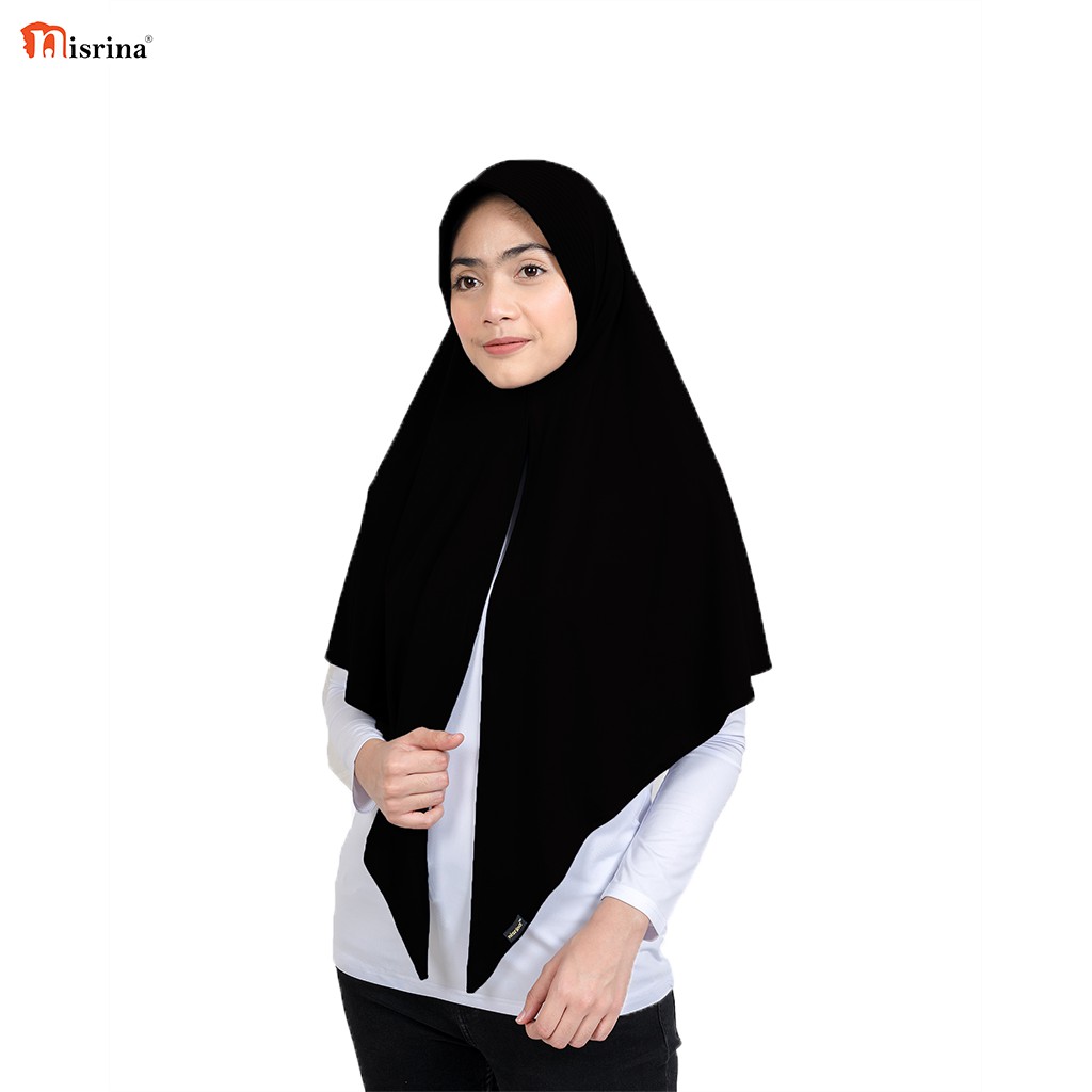 Nisrina Fashion Muslim Bergo Instan Polos Belah Tengah Paras M Lestari-Hitam
