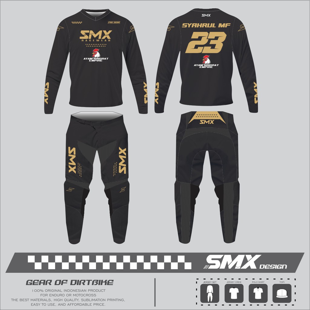 SMX DESIGN - Jersey Trail Grastracks/Motocross Custom (FREE NAMA + NOMOR PUNGGUNG)