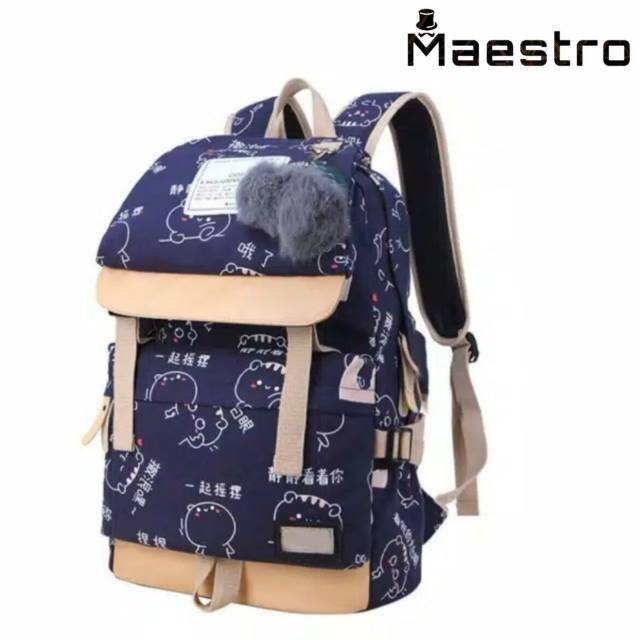 Promo backpack motif kucing jepang / ransel sekolah