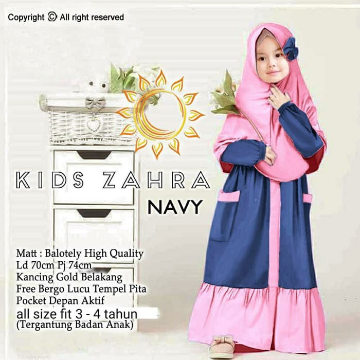 Baju Muslim Anak / Gamis Anak ZAHRA KIDS / BAJU GAMIS ANAK MUSLIMAH