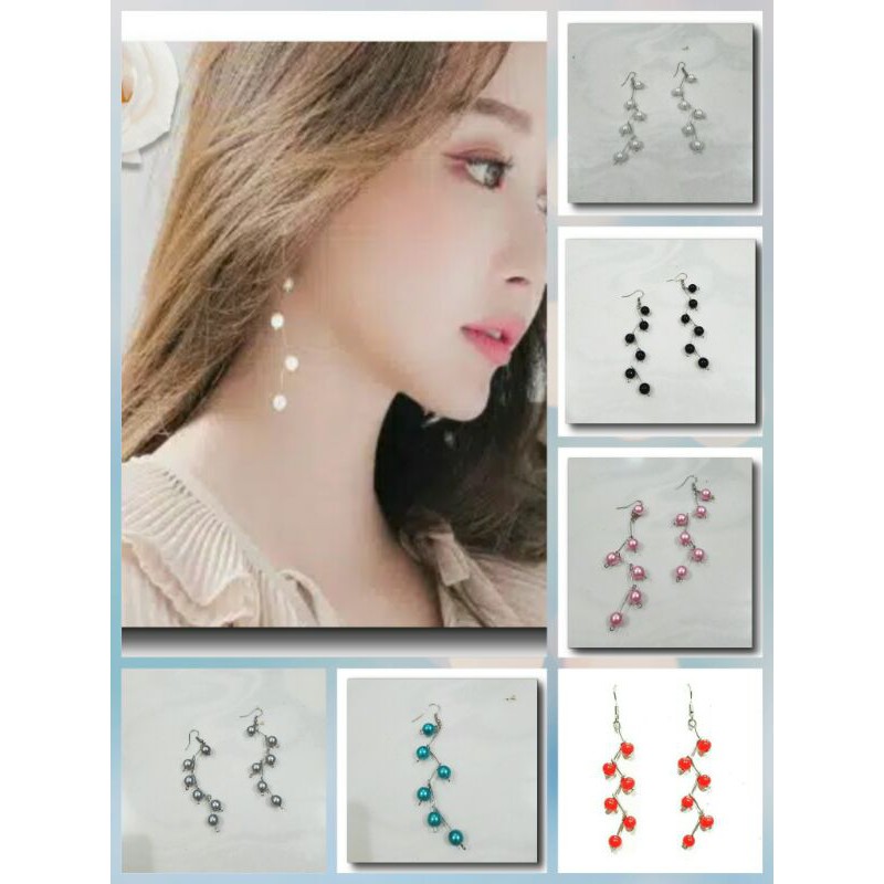 Anting Elsa  juntai mutiara -anting hijab-anting panjang bisa cod