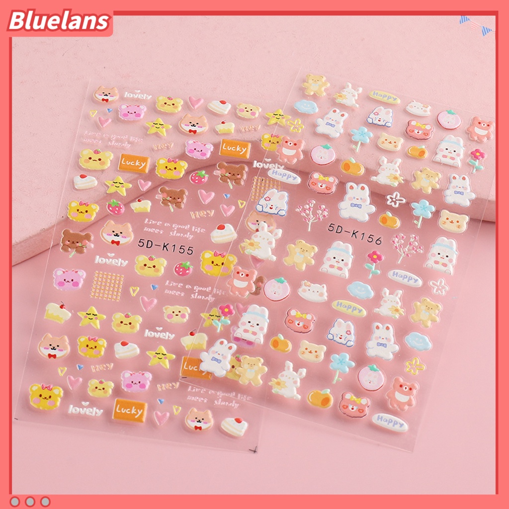 Bluelans Stiker Kuku Motif Bunga Kecil Anti Jatuh Untuk Manicure Wanita