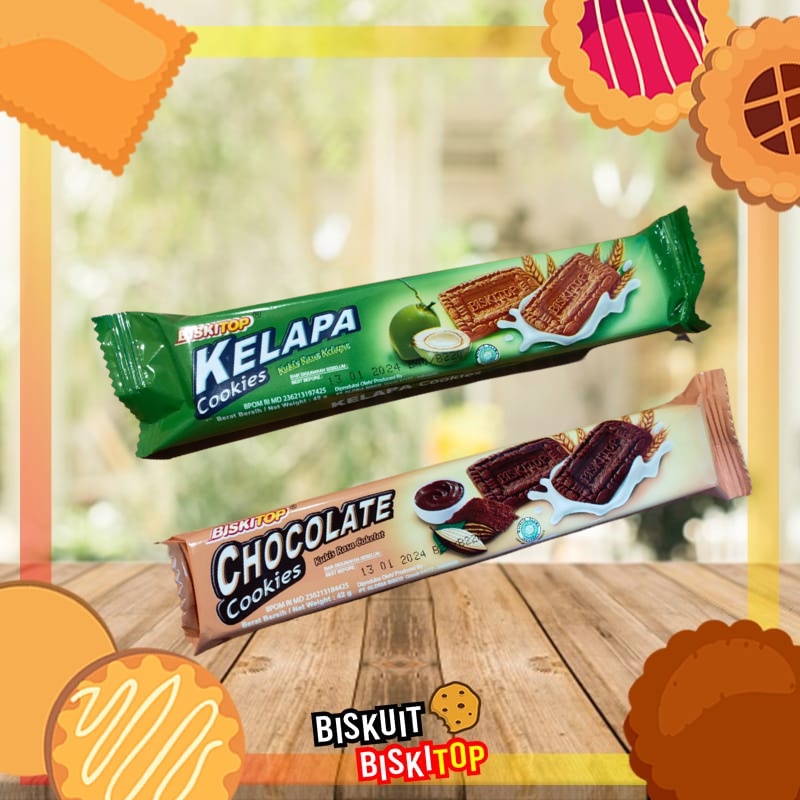 

BISKITOP - COOKIES KELAPA & COKLAT 20 Biskuit Biskitop Cemilan Biscuit Anak Kue Murah Banyak Rasa Makanan Ringan