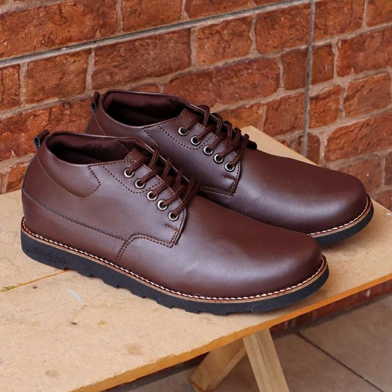 BOND BROWN |WOLF x JOE| Sepatu Semi Boots Pria Casual Vintage Semi Kulit Asli Kerja Kantor Oxford Trendy