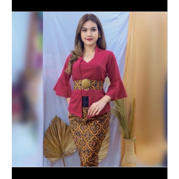yrm kebaya bali-kebaya polos lengan trompet