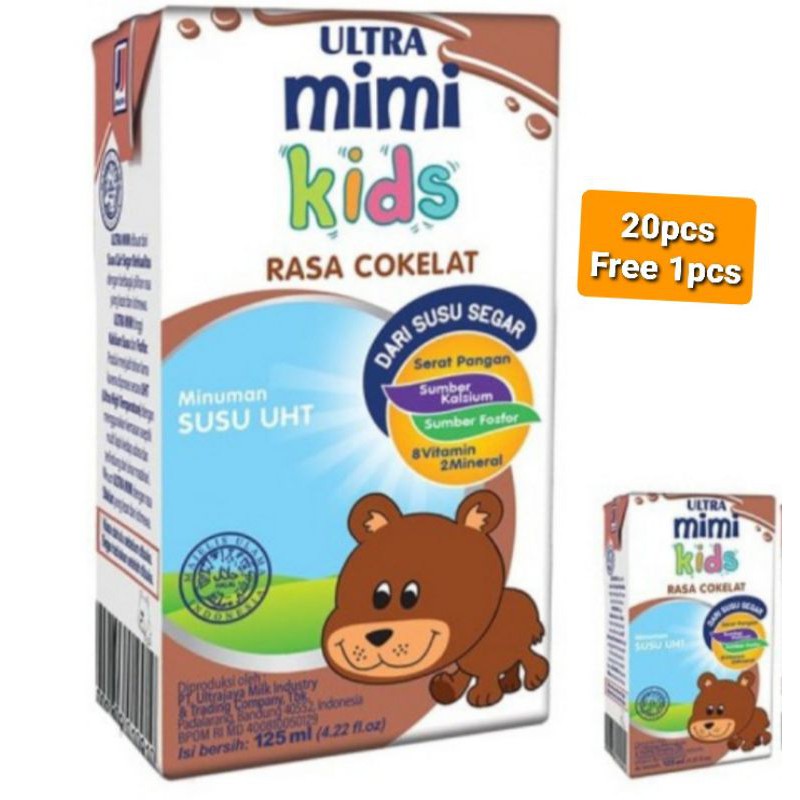 

Susu UHT Ultra Mimi Kids 125ml Rasa Coklat isi 20pcs Free 1pcs