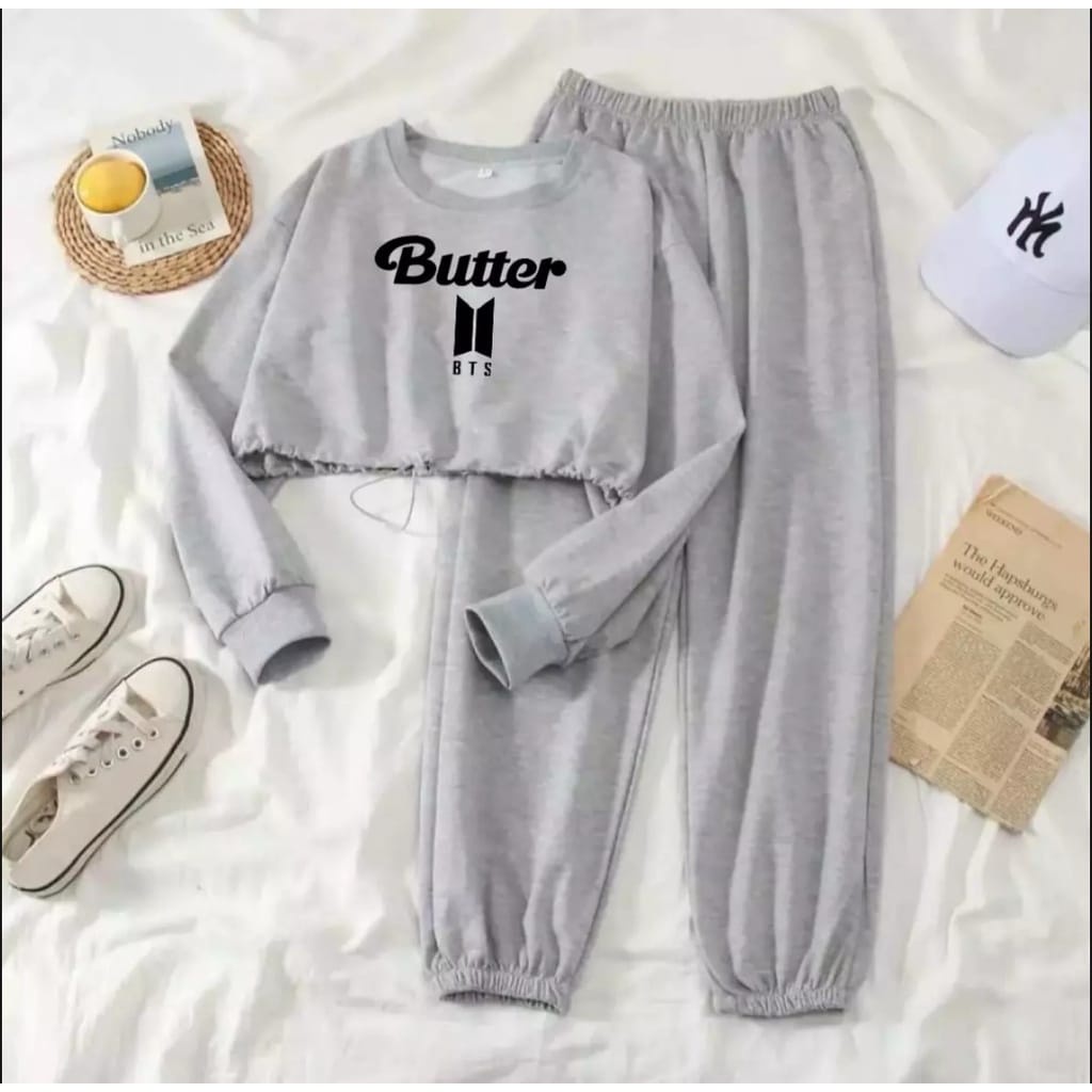 SETELAN BUTTER X BTS BAHAN BABYTERRY TEBAL GOOD QUALITY