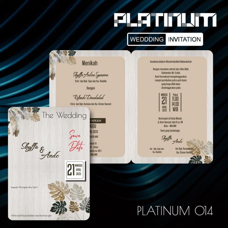 (bisa 50pcs ) Undangan Pernikahan Platinum Murah Rustic Elegan Unik Fullcolor