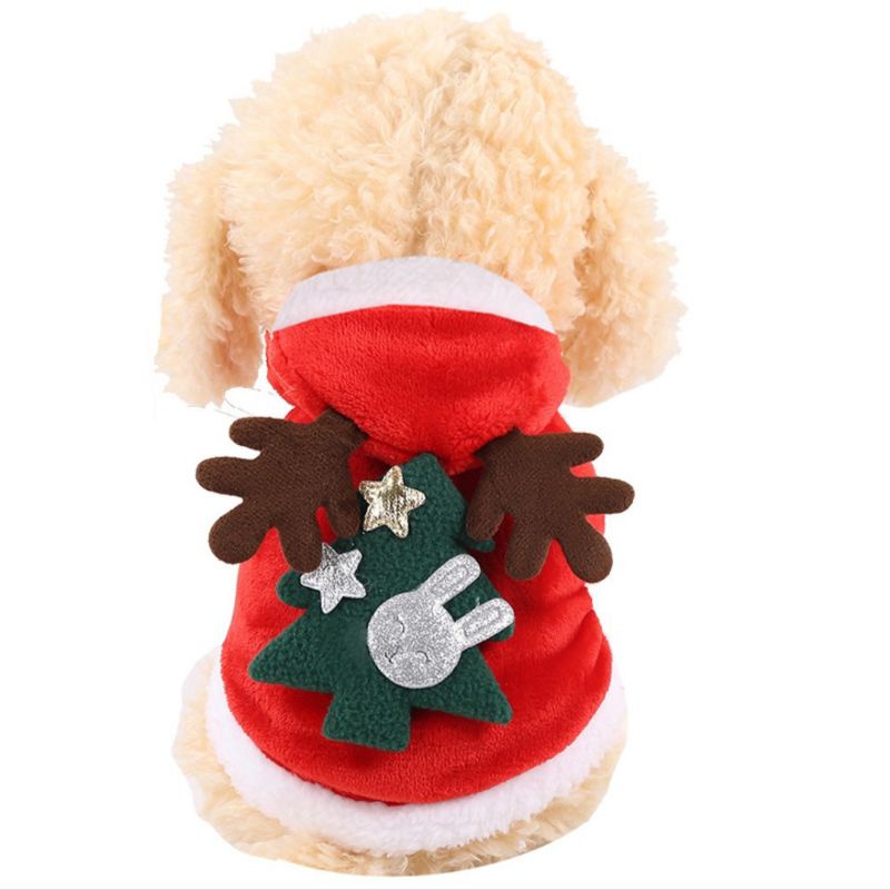 Baju Anjing Kucing Natal Pet Clothes For Christmas Elk Tree Vest Hoodie