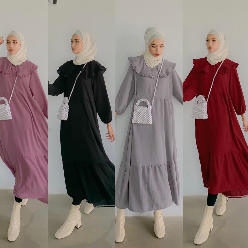 MARITA TUNIK MIDI DRESS POLOS / MASITA MIDI DRESS MUSLIM / MIDI DRESS CREPE PREMIUM | FASHION MUSLIM