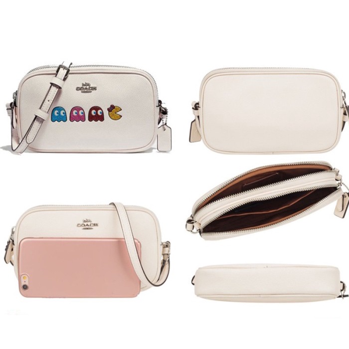 Tas Coach 75599 Ms.Pacman Leather Crossbody Chalk White