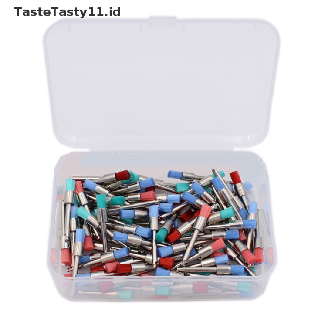 【TasteTasty】 100pcs New Color Nylon Latch Flat Polishing Polisher Prophy Brushes Dental Brush .