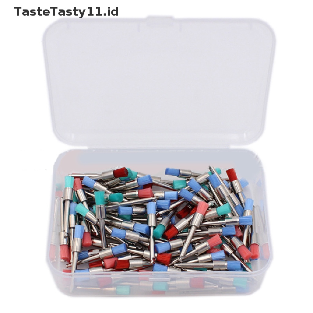 【TasteTasty】 100pcs New Color Nylon Latch Flat Polishing Polisher Prophy Brushes Dental Brush .