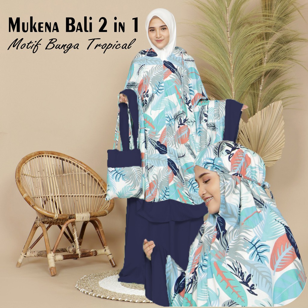 Mukena Bali Bunga Tropical 2 in 1 By Zahwa Untuk Dewasa Dan Remaja Bahan Rayon Premium Murah dan Terbaru