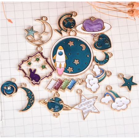 Universe Enamel Pendant - Charm Liontin Alam Semesta (15pcs)