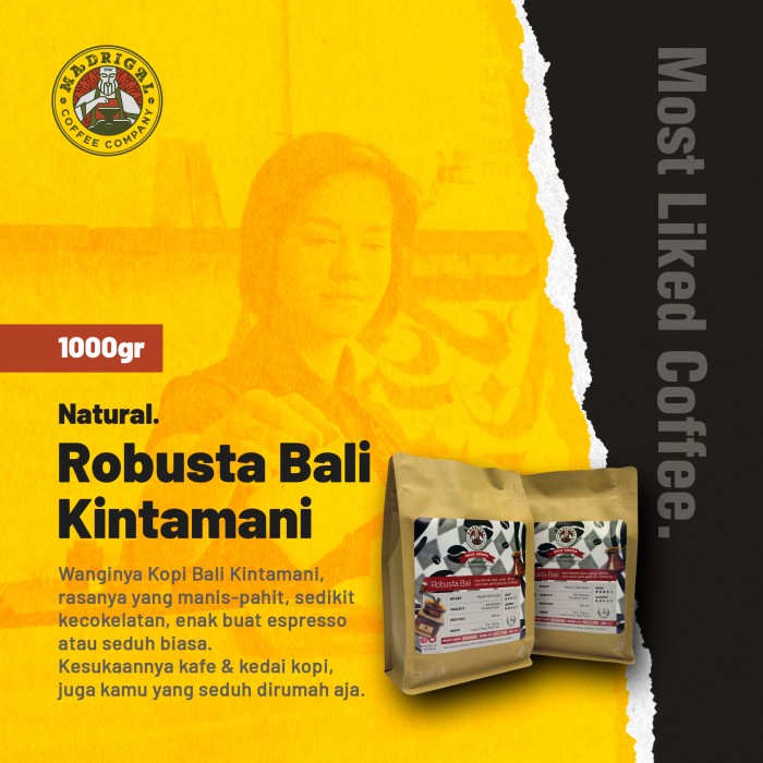 

Robusta Bali Kintamani Natural Medium-Dark Roast 1000GR 1KG