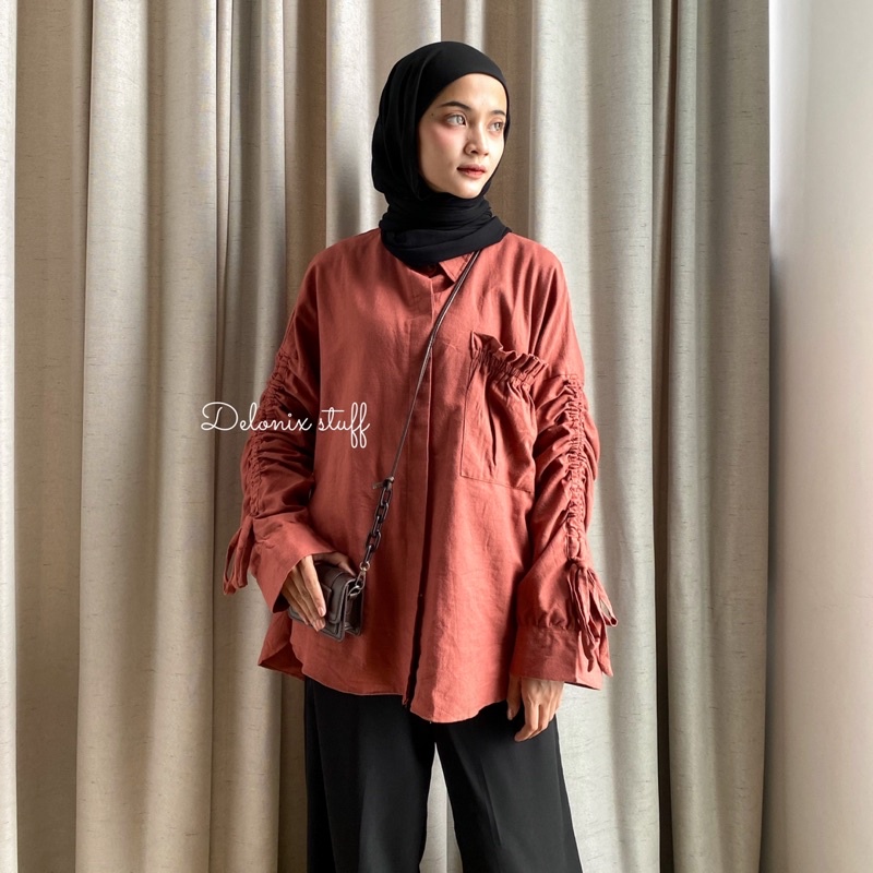 Olivie oversize kemeja serut