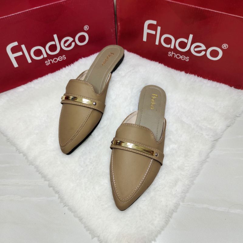 SEPATU FLADEO ORI 209 / Best Seller Sepatu Selop Flatshoes Kerja Flat Warna Mocca Wanita