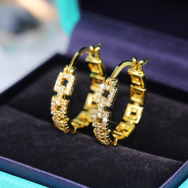 Anting Hoop Hias Cubic Zirconia Untuk Wanita