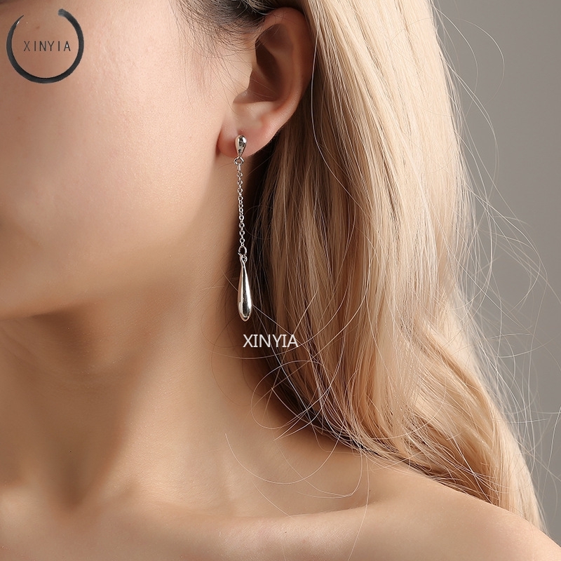 Anting Tetesan air Model Rumbai Panjang Gaya Korea Streamline Anting Wanita Hadiah