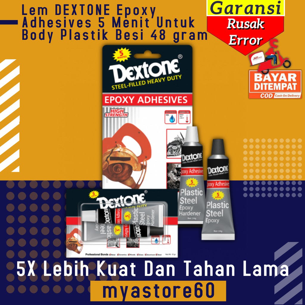 

Lem Penyambung DEXTONE Epoxy Adhesives 5 Menit Untuk Body Plastik Besi 48 gram