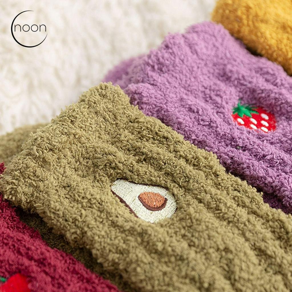 NOON (sleeps-all-day) Kaos Kaki Wanita Korea Dewasa Tidur Kamar Hangat Tebal Bulu Lembut Empuk Musim Dingin Motif Lucu Imut Impor Grosir Murah Lusinan Kaus Kaki Koskaki Koaskaki Betis Buah Wool Wol