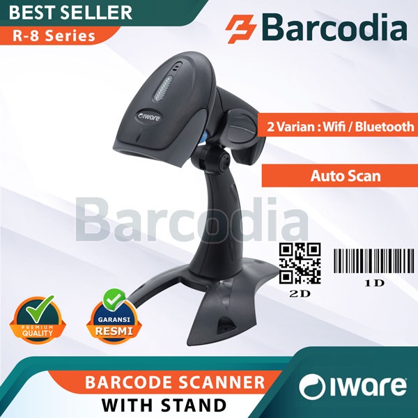 Wireless Bluetooth 2D Laser Barcode Scanner IWARE R-8 SERIES (Android,IOS) - Scanner Barcode Bluetooth - Scanner Barcode Wifi