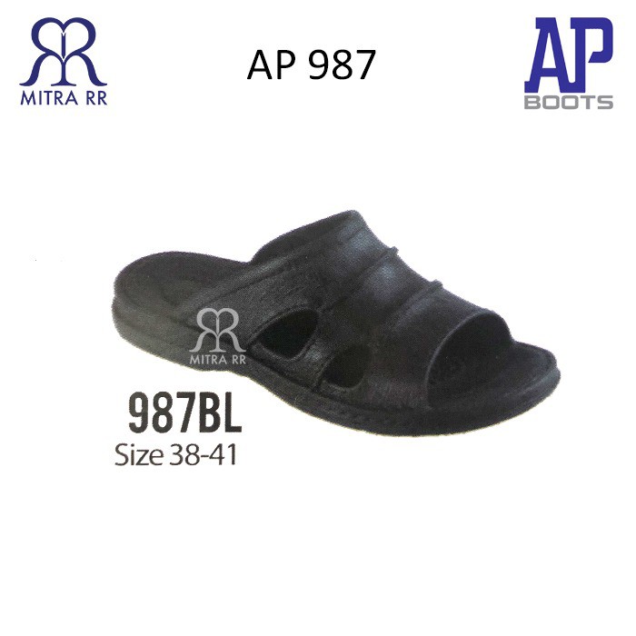 Sandal Karet AP Boots AP 987 Hitam Ap Boot Sendal Kasual Jalan