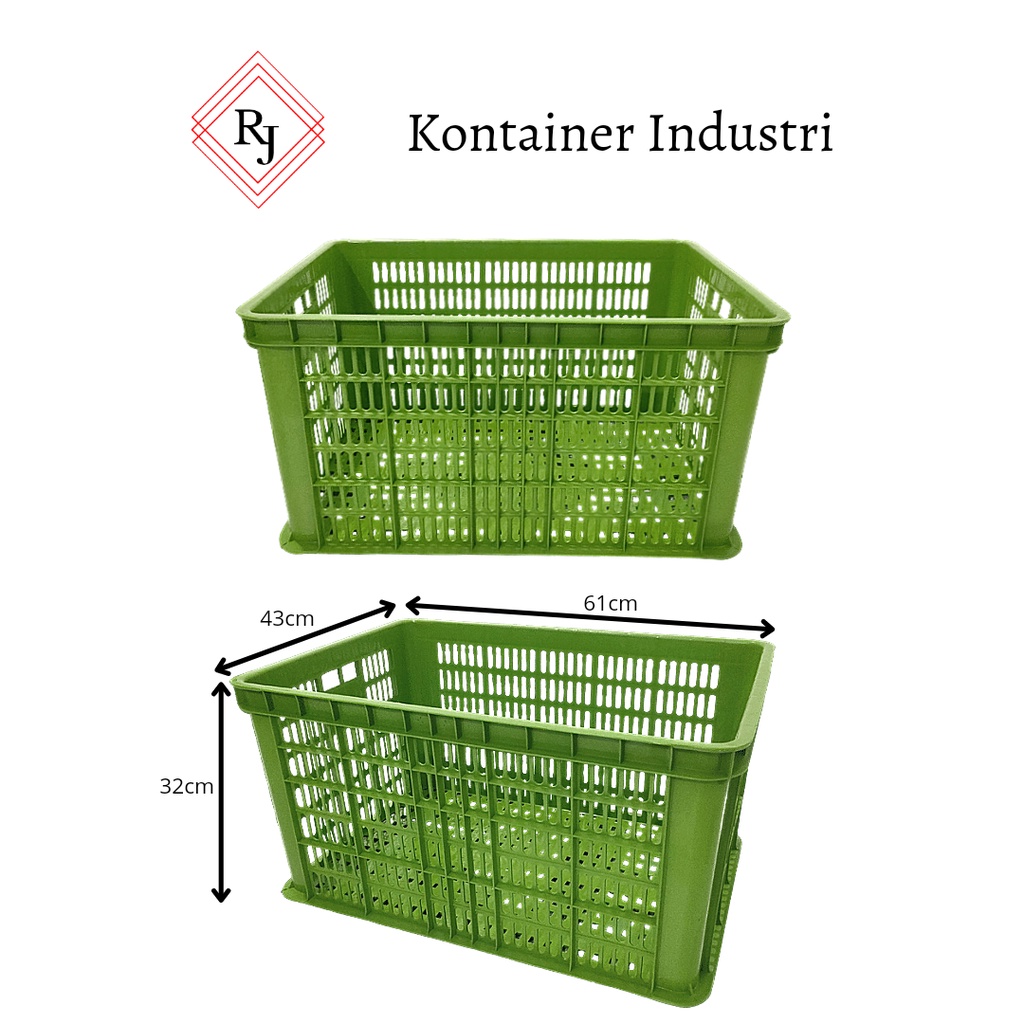 Container Box / Keranjang Pasar Besar Industri Serbaguna Hijau