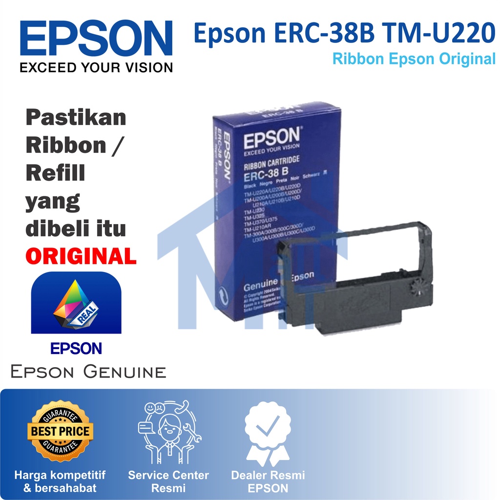 (BISA COD) RIBBON CATRIDGE EPSON ERC-38 B/R EPSON ERC38 B/R BLACK ORIGINAL ASLI