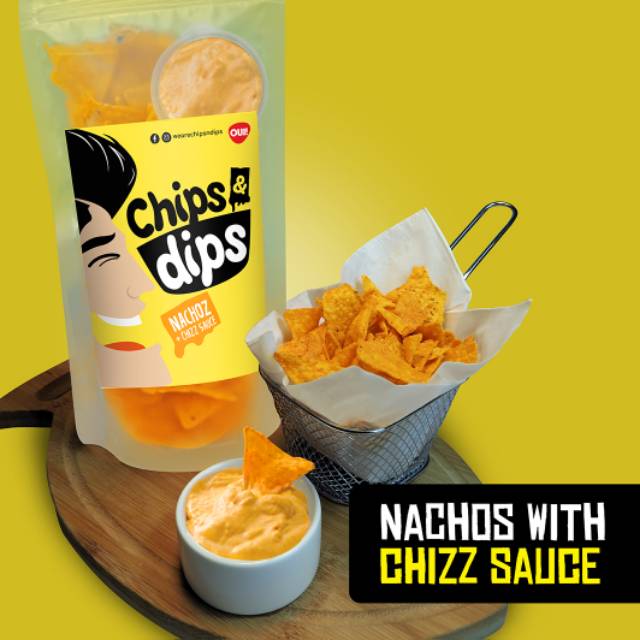 

CHIPS & DIPS, Keripik Nachos / Tortilla dg cocolan Saus Keju, Gurih Banget
