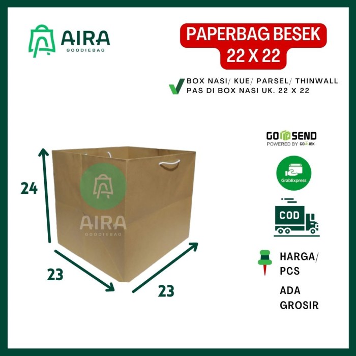 

Paperbag Besek / Box Nasi/Snack 22 x 22
