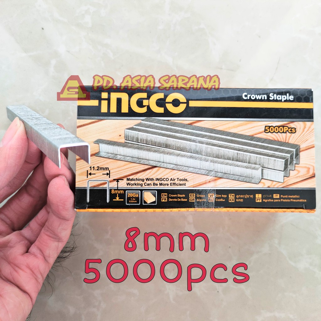 

[PACK] Crown Staple (U8) U 8mm INGCO AST20081 Isi Steples Stapler Nail