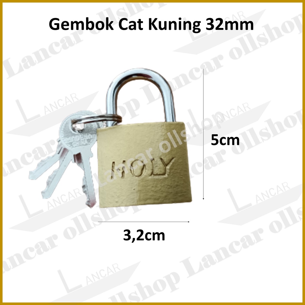 gembok cat kuning 32mm / gembok kecil /Gembok Koper / Gembok Lemari