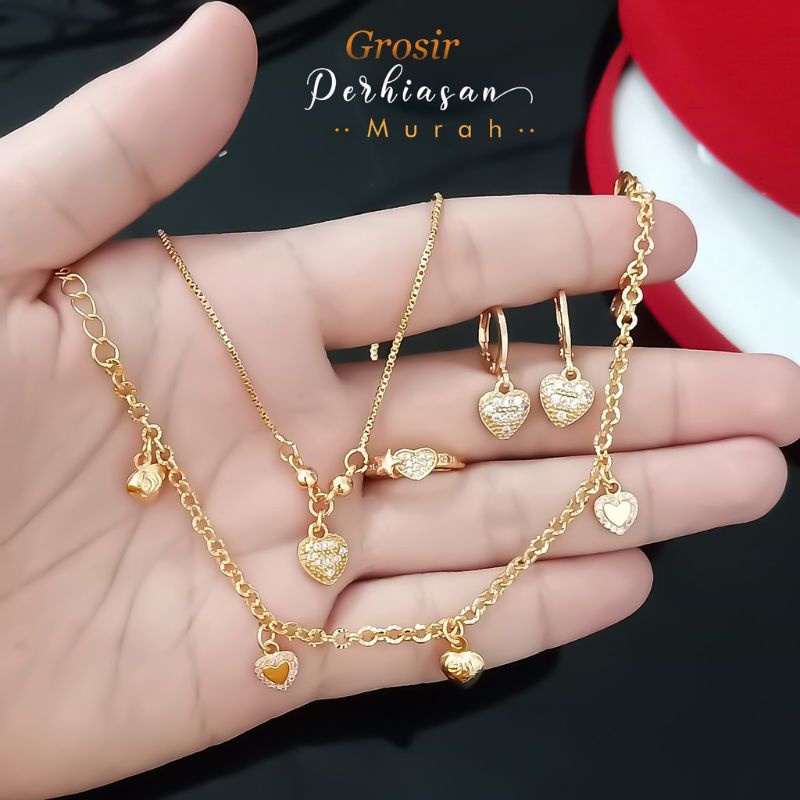 SET ANAK LOVE !!!  set perhiasan anak permata full gold terbaru dan termurah