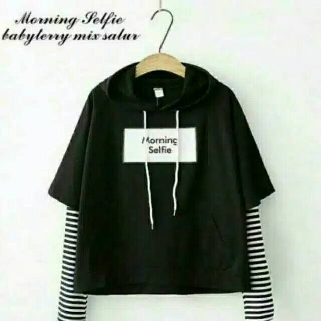 SWEATER MORNING SELFIE / TANGAN KOMBINASI/ tangan double bukan model sambungan