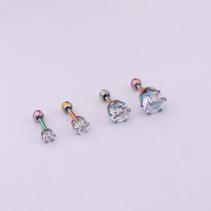 1 Pcs European American Style Colorful Stainless Steel Round Shape Ear Bone Nails Earring