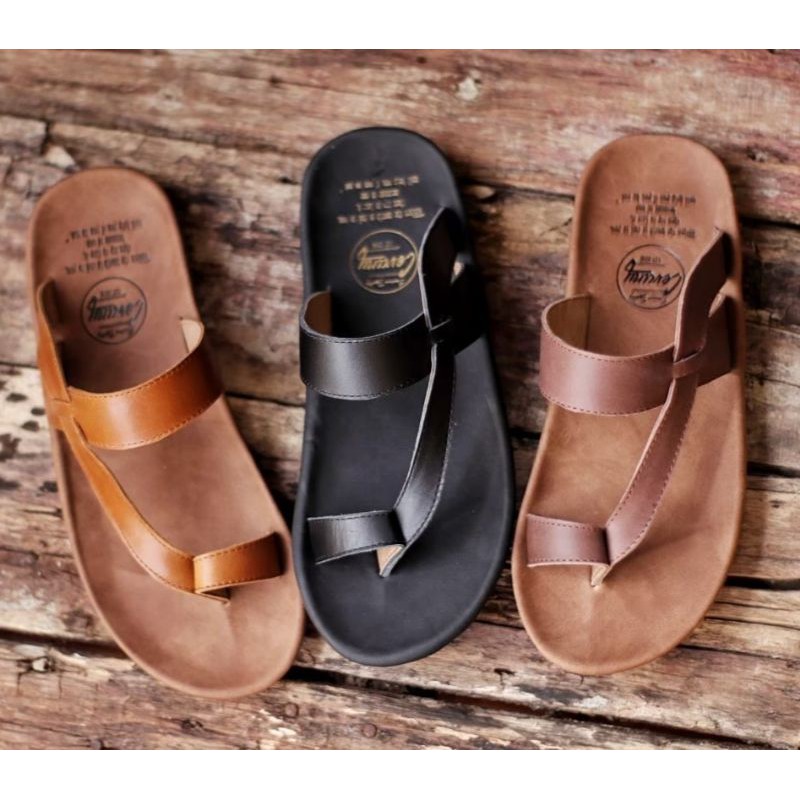 BELI 2 ONGKIR 1! SANDAL FULL KULIT ASLI CEVANY 05 IMPLUSE HITAM COKLAT TAN ORIGINAL