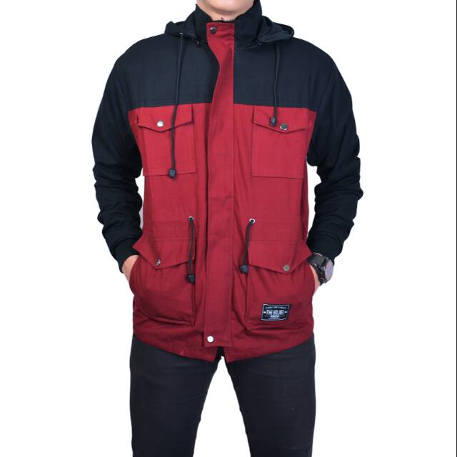 Kent Jaket Parka Reglan Black Maroon