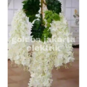 Bunga Wisteria Jumbo Putih / Daun Artificial / HARGA PERLUSIN