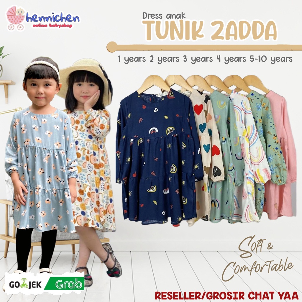 DRESS ANAK PEREMPUAN PAKAIAN ANAK MUSLIM Tunik Rayon Zadda Kids - Atasan Muslim Anak