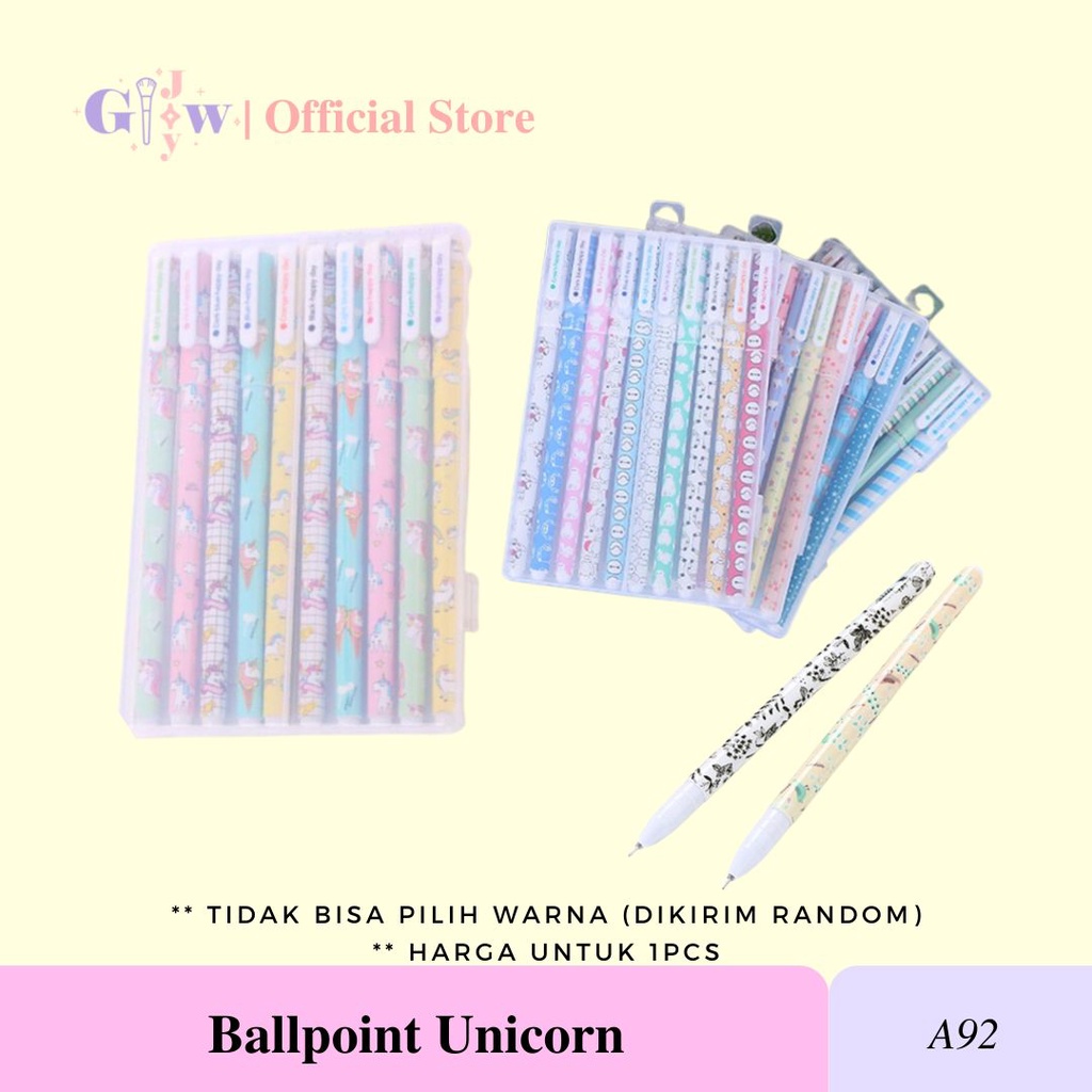 A92 BALLPOINT UNICORN disney pulpen tinta biru hitam lucu imut atk alat tulis kantor buku pensil penghapus tipe tip x spidol highlighter surat remaja kertas menggambar sekolah perlengkapan cute murah penggaris aksesories aksesoris stationery plastik