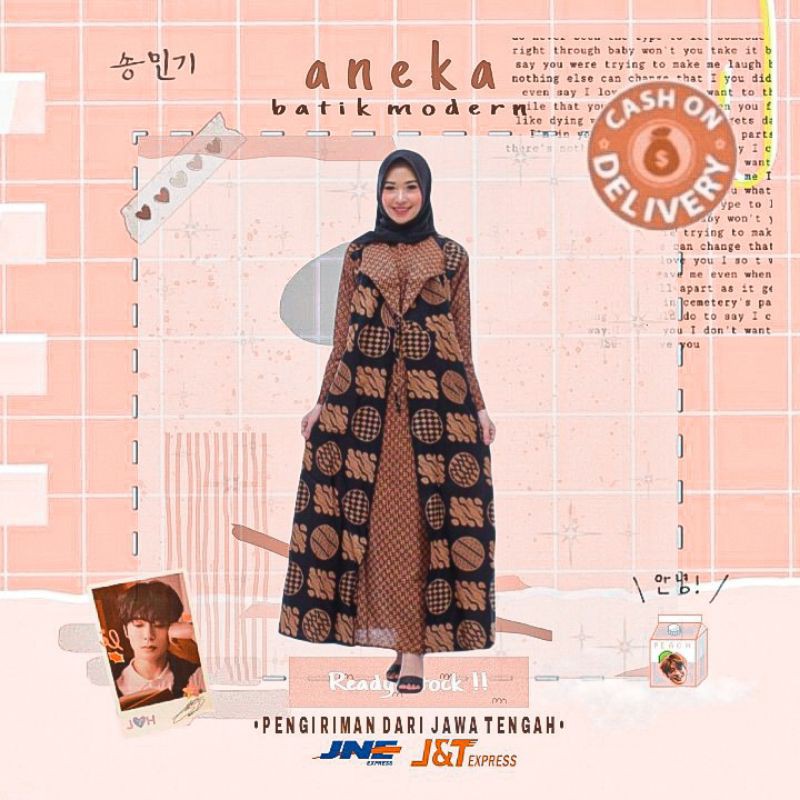 GAMIS BATIK DRESS WARNA COKLAT HITAM FORMAL KERJA KANTOR KONDANGAN