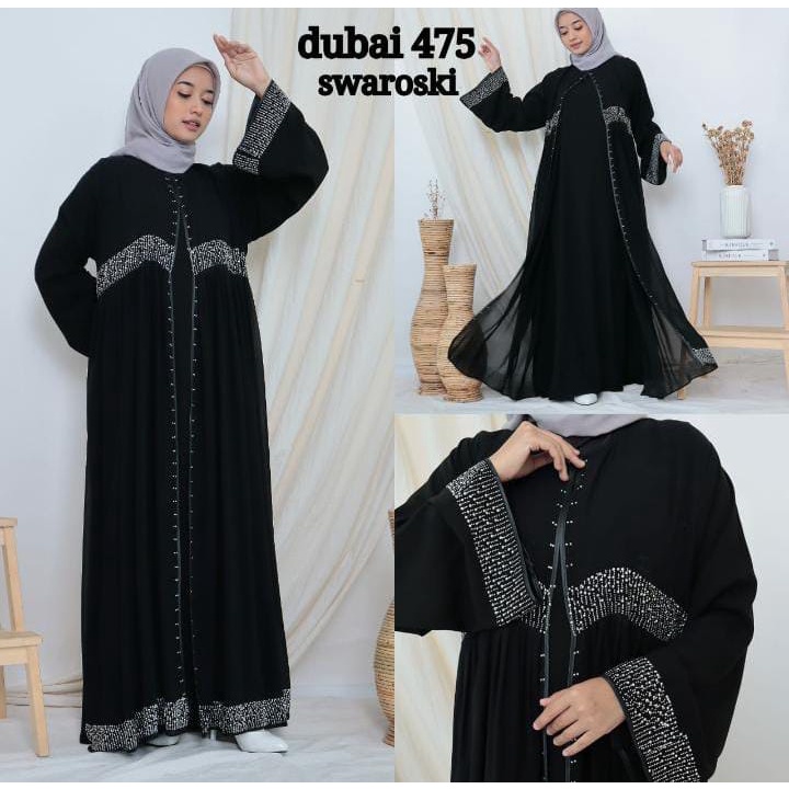 New Exclusive Abaya Dubai 475 Swaroski by safryna grosir abaya bestseller